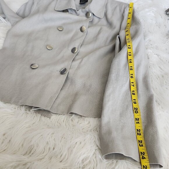 Spiegel Jacket 100% Linen Womens sz 10 Khaki Military Short Jacket Beige Blazer - Picture 11 of 14